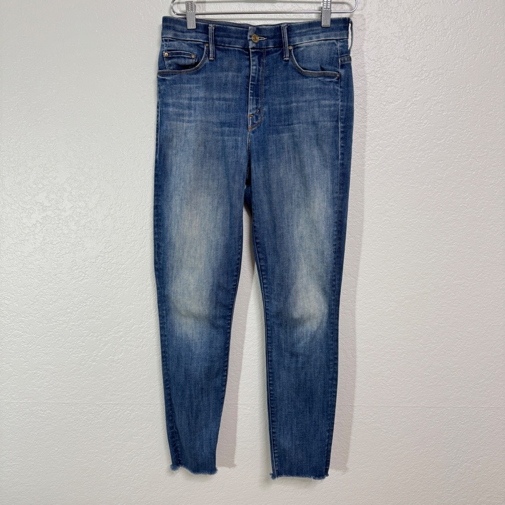 Mother Jeans Womens 27 Blue High Waisted Looker Ankle Fray Skinny Stretch Denim